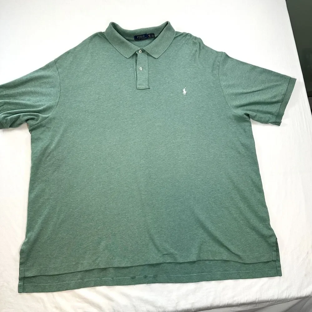 Polo Ralph Lauren Polo Shirt Short Sleeve Cotton Mens 4XB Green Pony Logo SEE